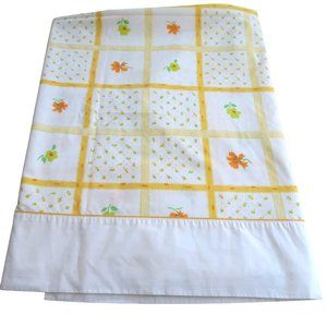 Vintage 70s JC Penny Twin Flat Sheet Yellow Orange Floral Percale Made in USA
